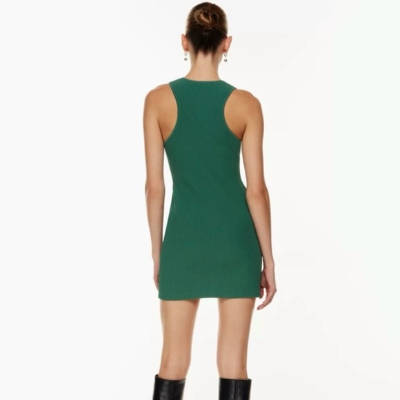 Aritzia Babaton Size M Sculpt Knit Racer Mini Dress Forest Green - Picture 2 of 7